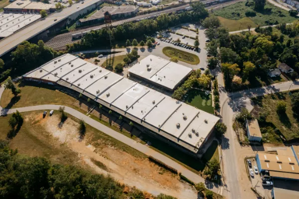 Commercial flat roof building